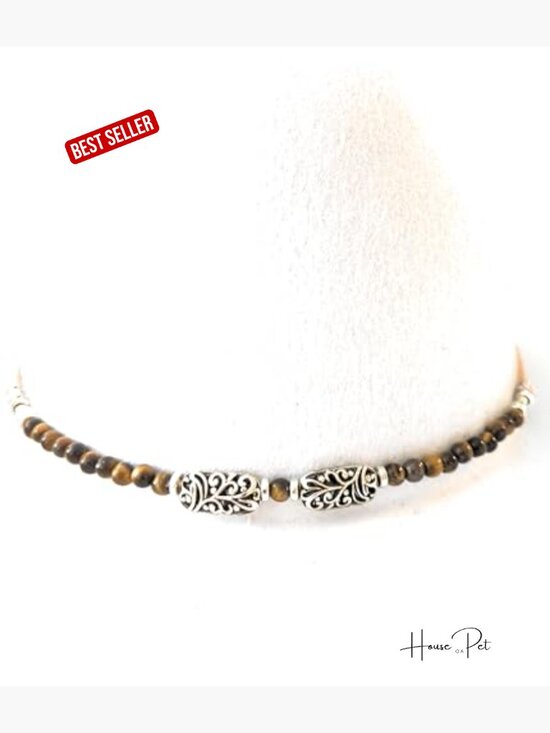Genuine Tiger Eye Gemstone Western Hat Band Adjustable Bolo Bead Slip Knot